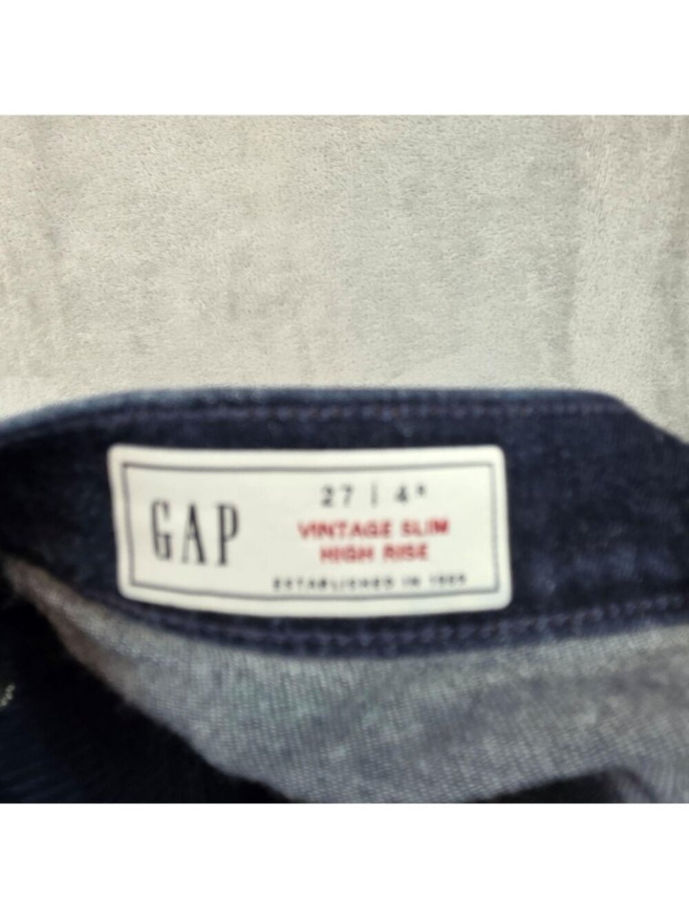 Gap Vintage Slim High Rise Jeans Womens 4 Blue Dark Rinse Wash Stretch Denim - Picture 3 of 12
